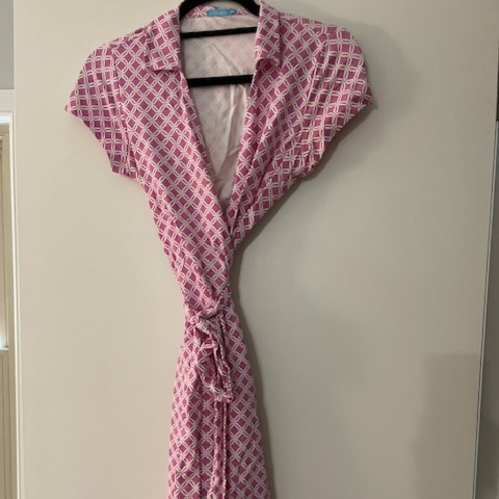 J. McLaughlin Pink and White Wrap Dress